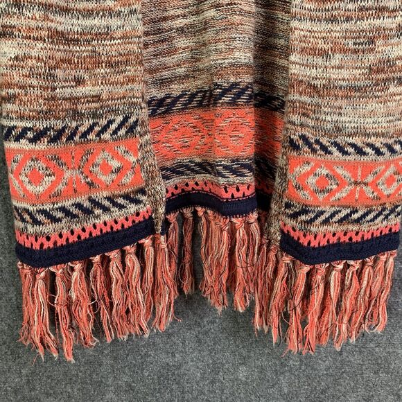 MAURICES Open Style Fringe Aztec Inspired Hooded Long Line Cardigan Sweater Sz M - Picture 3 of 15